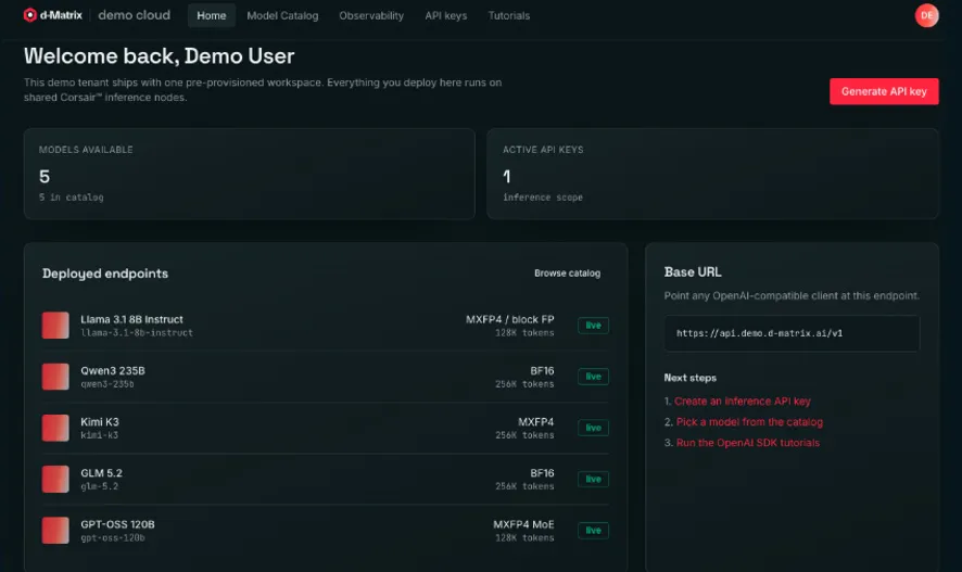 A d-Matrix Demo Cloudban percek alatt kipróbálható a Corsair