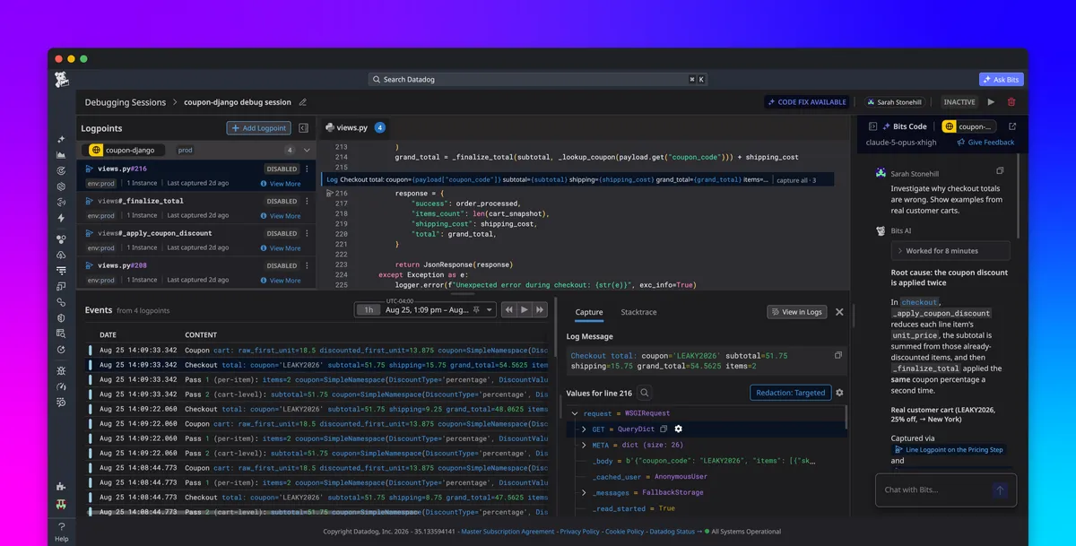 A Datadog új eszköze újratelepítés nélkül hibakeres éles kódban