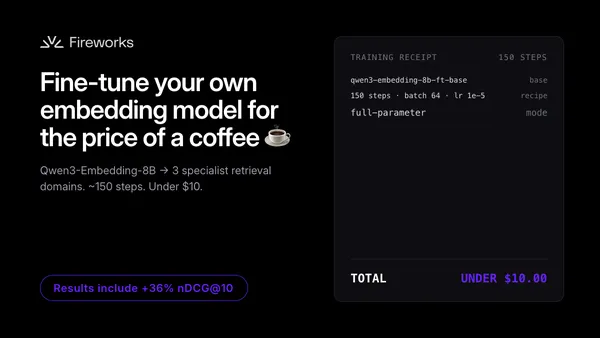 A Fireworks AI szerint egy kávé árából domainre szabható embeddingmodell