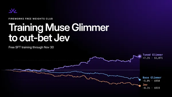 A Fireworks AI szerint betanított Glimmer megelőzte Jevet