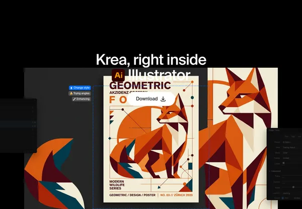 Krea-plugin érkezett Illustratorhoz, vektorizálással és AI-ügynökkel