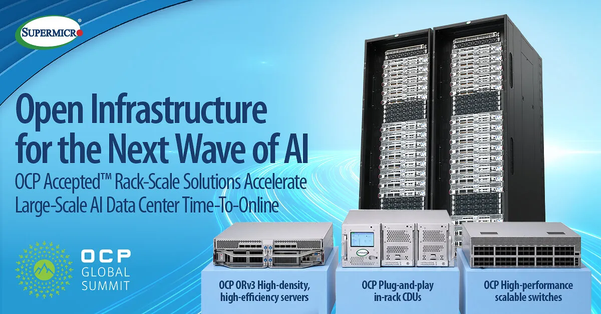 A Supermicro rackméretű AI-adatközpontokhoz bővíti OCP-portfólióját